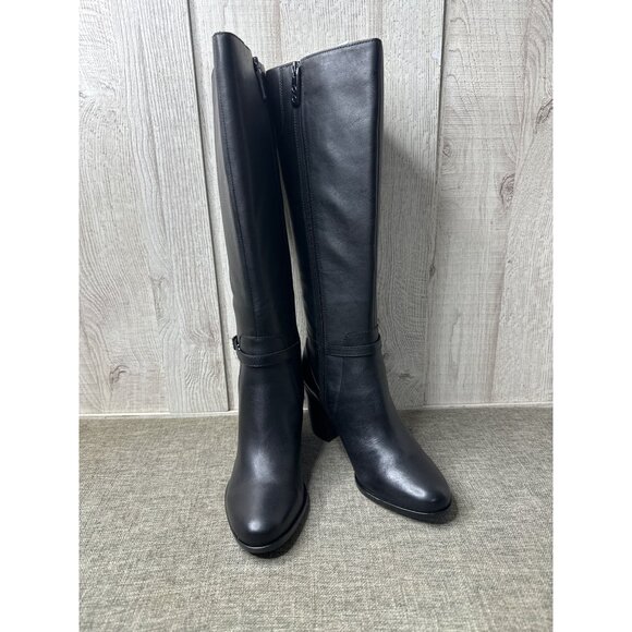 Naturalizer Shoes - Naturalizer Kalina Womens Size 10 Black Leather Knee-High Boots With Block Heel